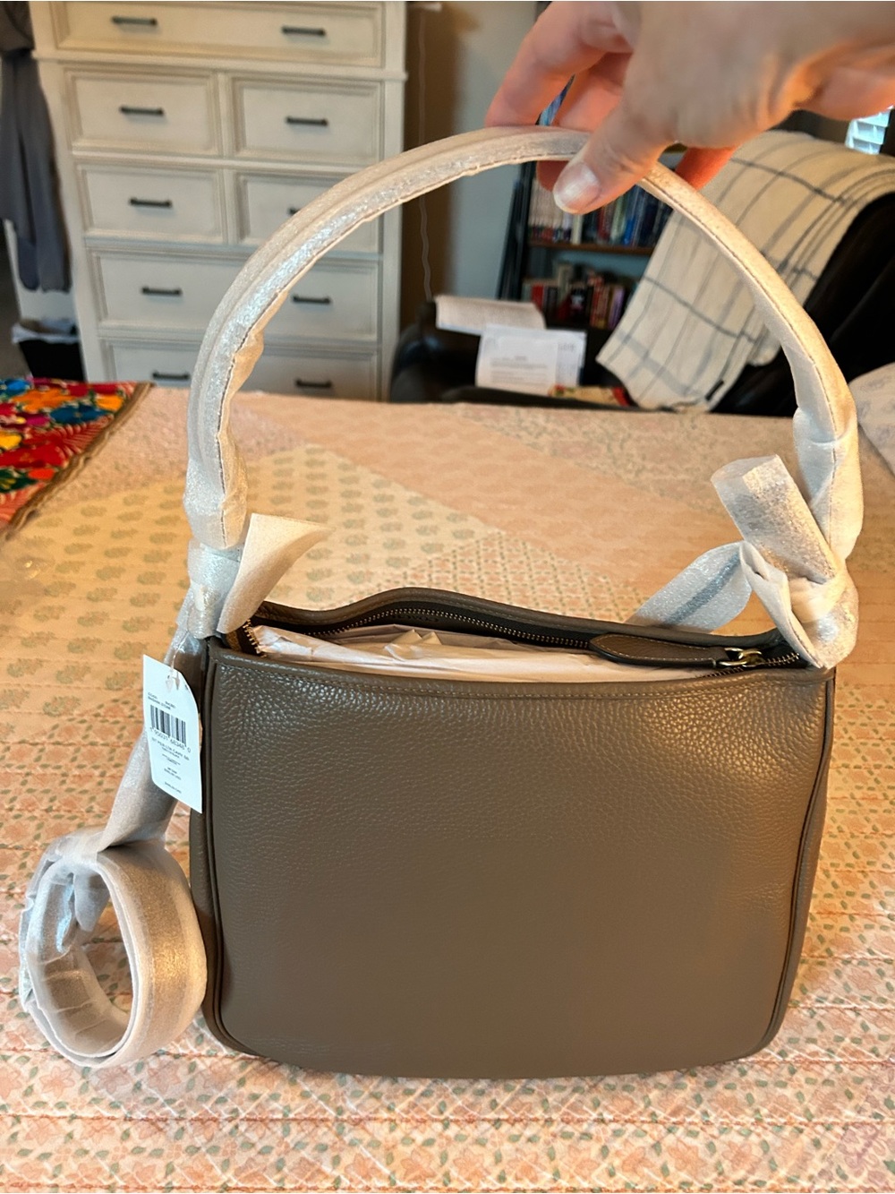 Coach Cary Soft Pebbled Leather Shoulder Bag in Dark Stone NWT, retails $395 - Picture 5 of 15